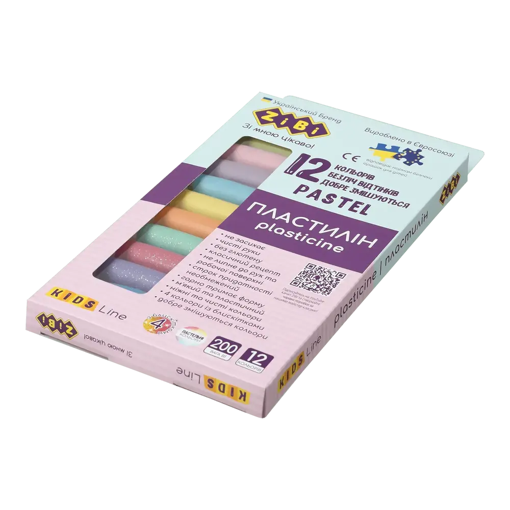 Пластилін ZiBi Classic 12 кольорів 200 г KIDS Line Pastel ZB.6240 (20 шт)