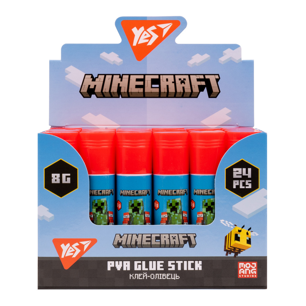 Клей-олівець Yes 8г PVA Minecraft 320282 (24 шт)