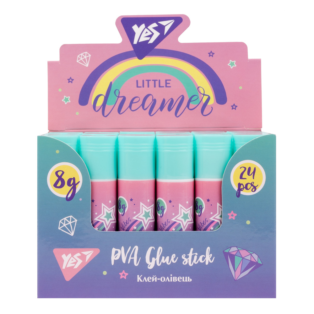 Клей-олівець Yes 8г PVA Glamour 320284 (24 шт)