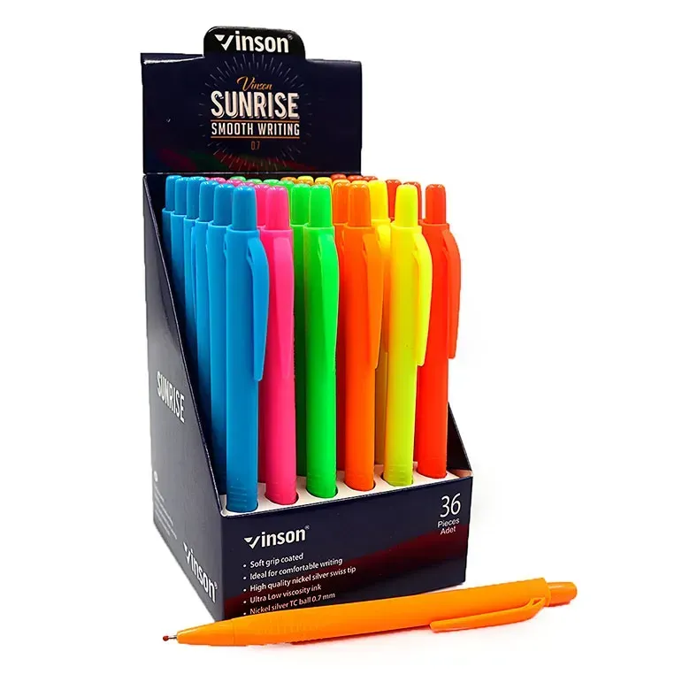 Ручка масляна VINSON Sunrise синя P12C автоматична (36 шт)