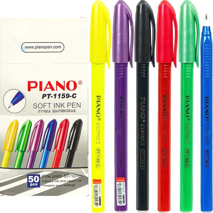 Ручка масляна PIANO Correct кольоровий корпус PT-1159-C синя (50 шт)