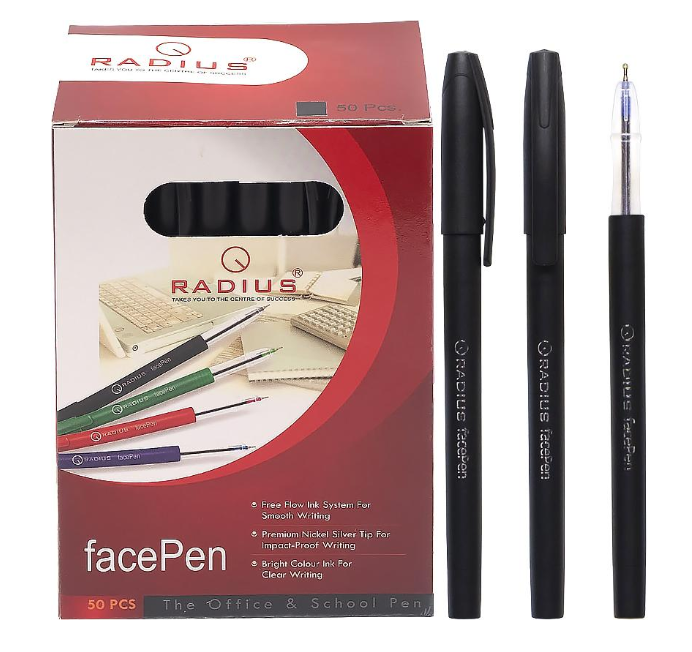 Ручка масляна Radius Face Pen чорний (50 шт)