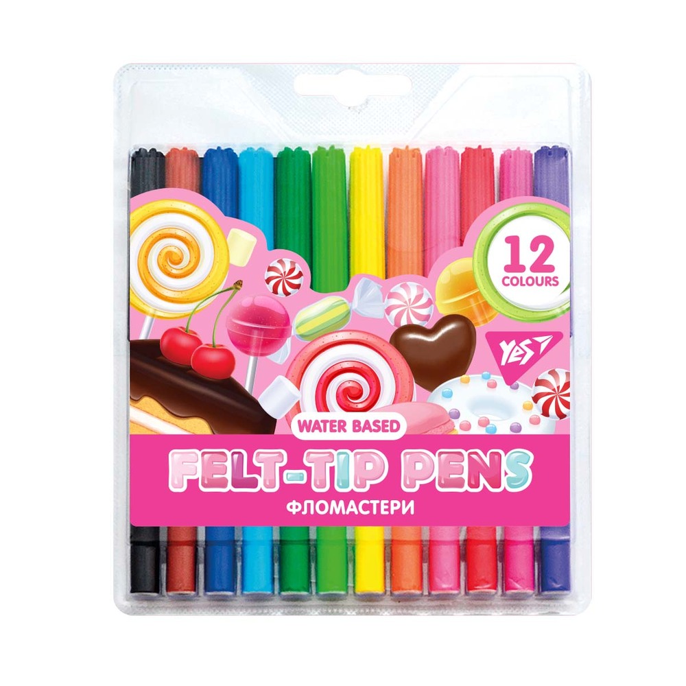 Фломастери YES 12 кольорів Sweet Cream 650472