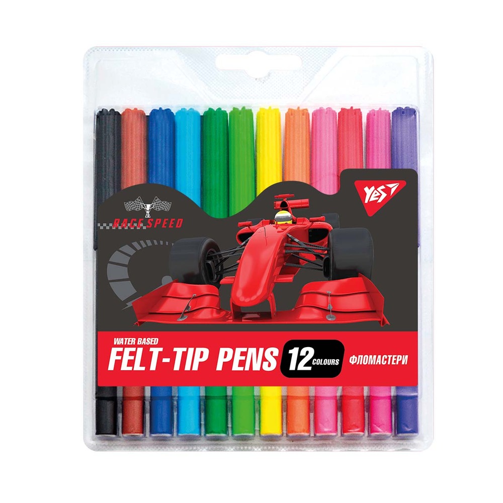 Фломастери YES 12 кольорів Race legend 650480
