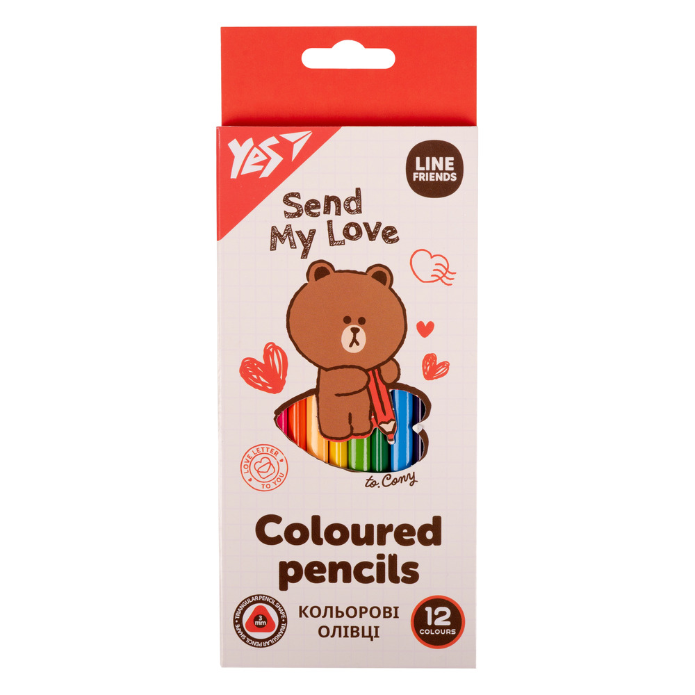 Олівці кольорові Yes 12 кольорів Line Friends 290705