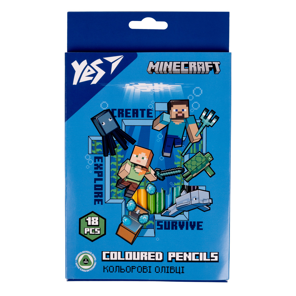 Олівці кольорові Yes 18 кольорів Minecraft 290715