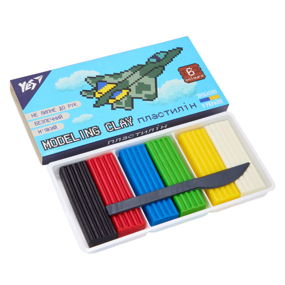 Пластилін Yes 8bit UA 6 кольорів 120 г 540642. Фото 2