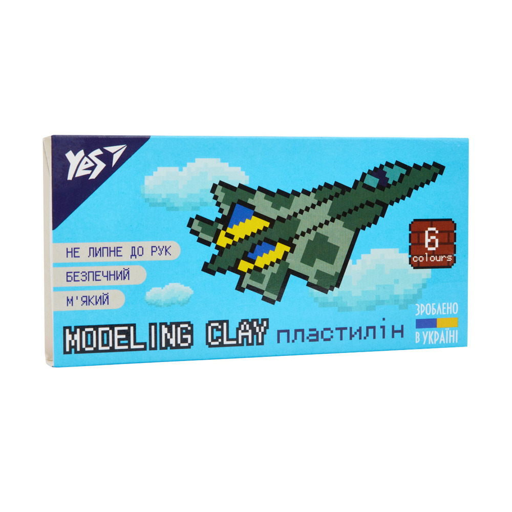 Пластилін Yes 8bit UA 6 кольорів 120 г 540642