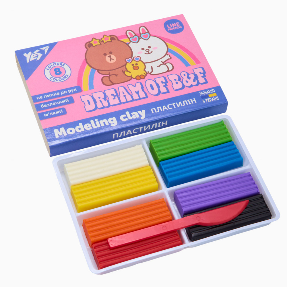 Пластилін Yes Line Friends 8 кольорів 160 г 540631. Фото 2