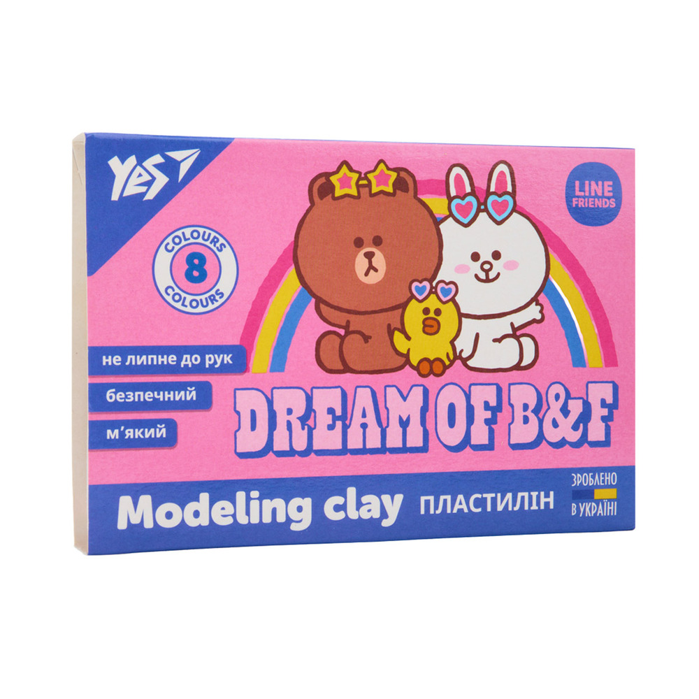 Пластилін Yes Line Friends 8 кольорів 160 г 540631