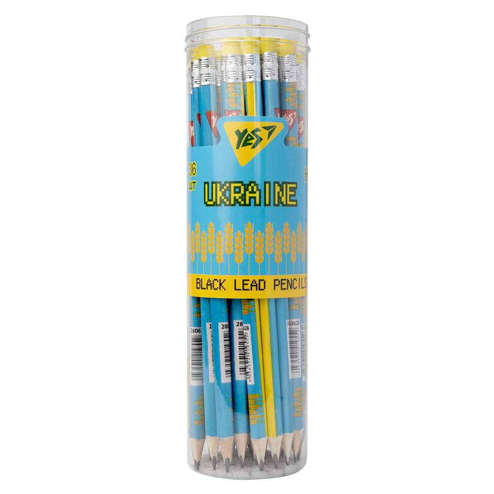 Олівець чорнографітний YES 8bit UA трикутний з гумкою 280628