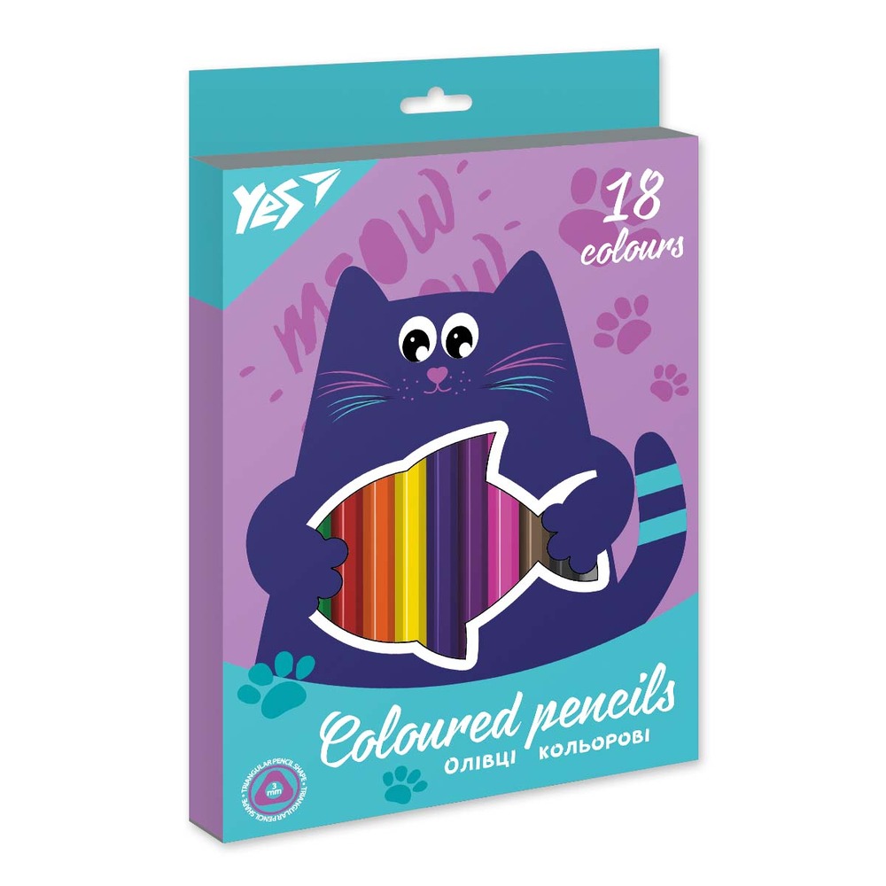 Олівці кольорові Yes 18 кольорів Kittycon 290682
