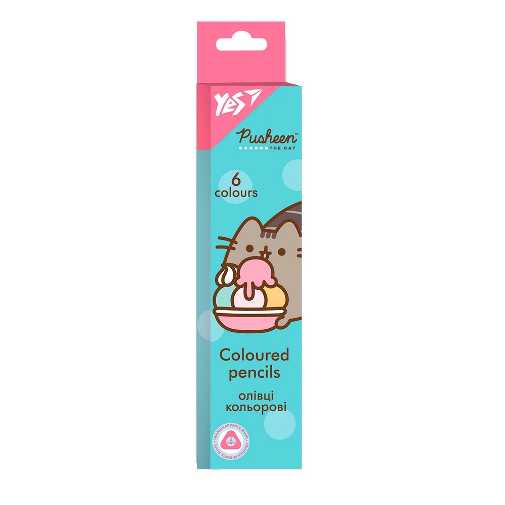 Олівці кольорові Yes 6 кольорів Pusheen 290698