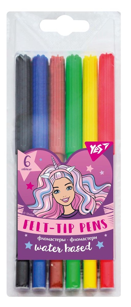 Фломастери YES 6 кольорів Barbie 650428