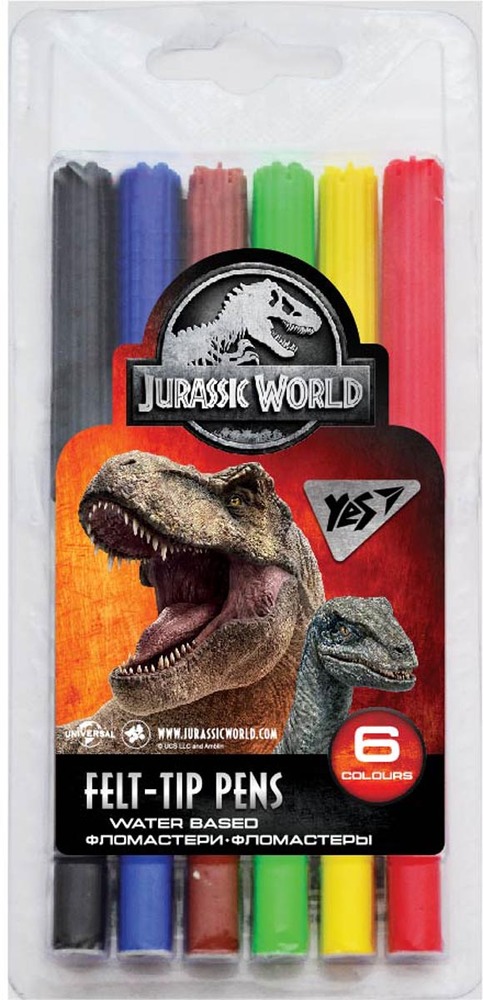 Фломастери YES 6 кольорів Jurassic World 650431