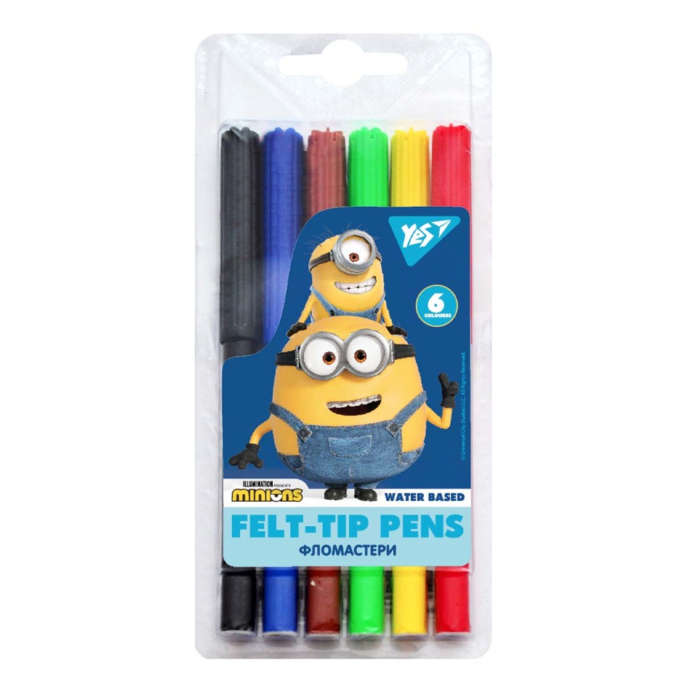Фломастери YES 6 кольорів Minions 650529