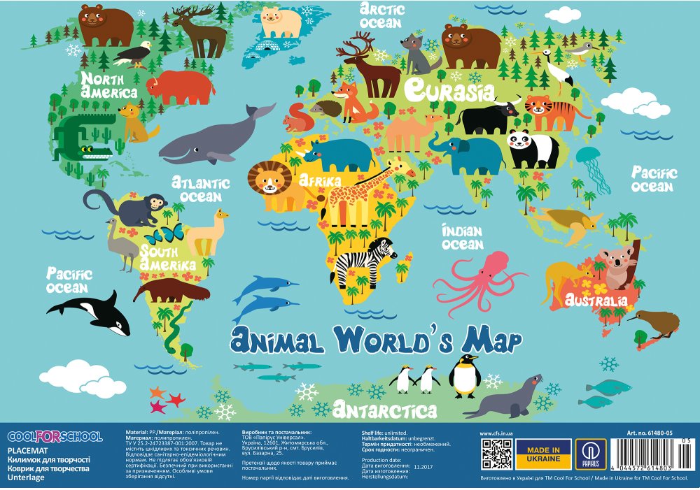 Килимок для дитячої творчості Animal World's Map CF61480-05 