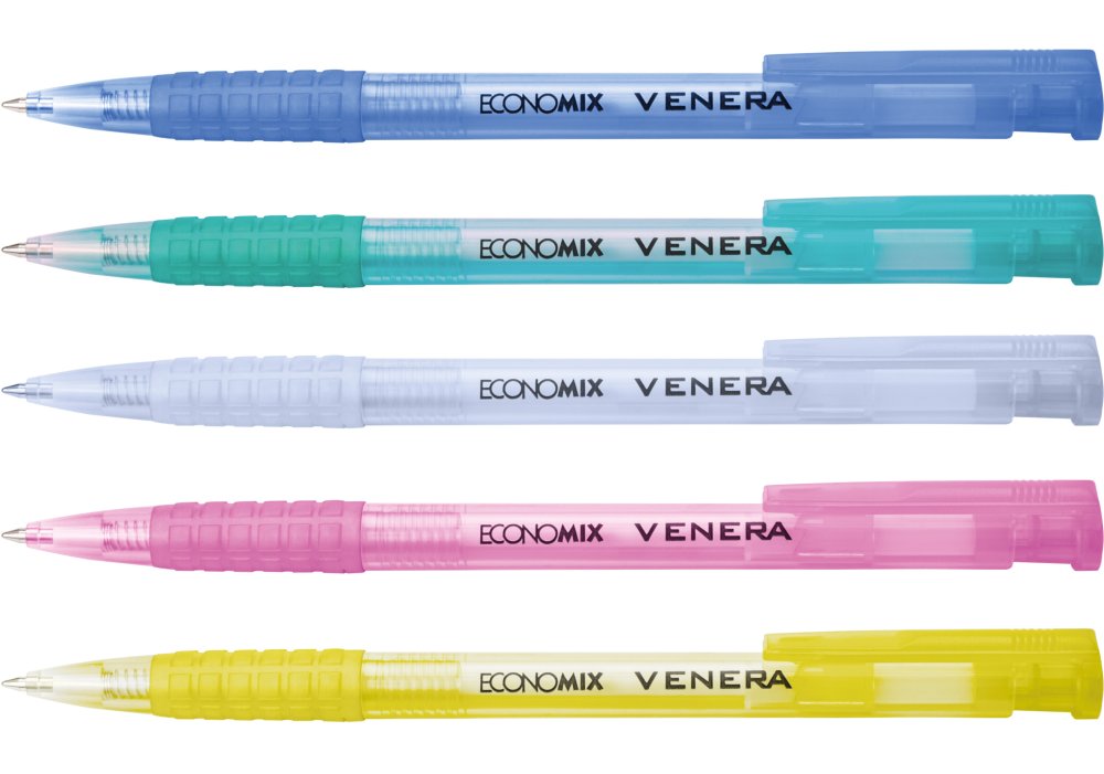 Ручка Economix E10105-25 кулькова автоматична Venera 0,5 мм. корпус асорті, синя