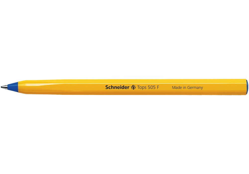 Ручка Schneider 505 кулькова F Tops 0,5 мм корпус жовтий, синя S150503. Фото 2