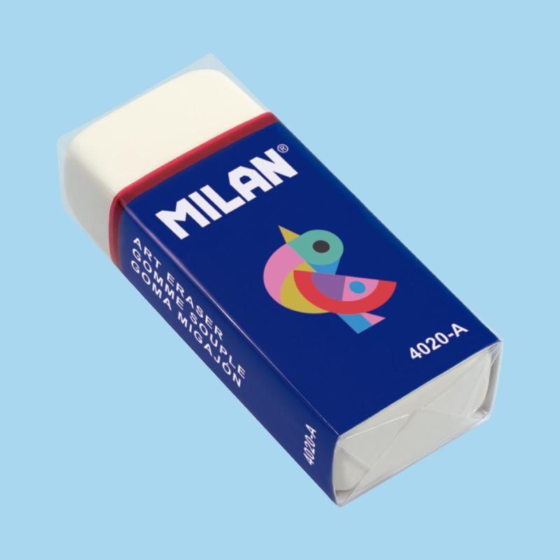 Гумка MILAN 4020 прямокутна біла (20 шт) CMM4020A