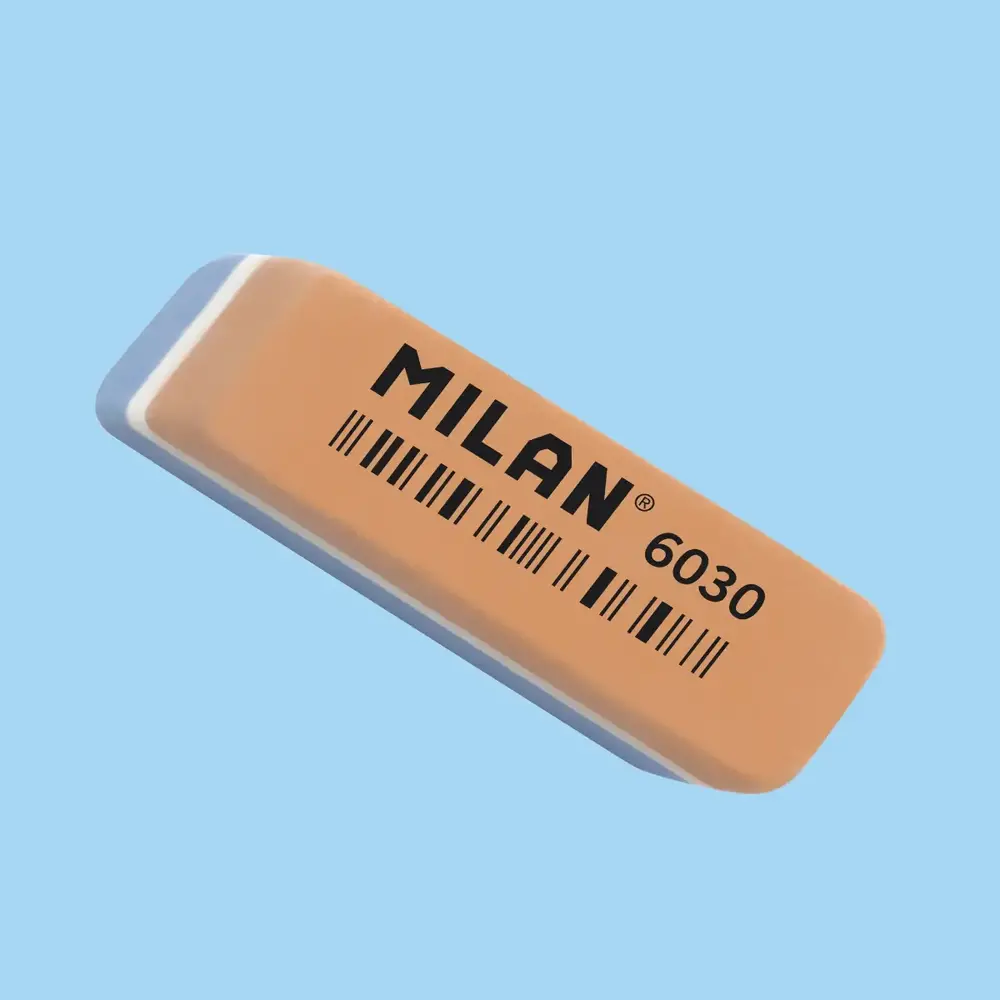 Гумка MILAN 6030 прямокутна двокольорова з фаскою (30 шт) CPM6030. Фото 2