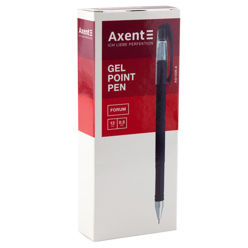 Ручка гелева Axent Forum AG1006-01-A, 0.5 мм, чорна. Фото 2