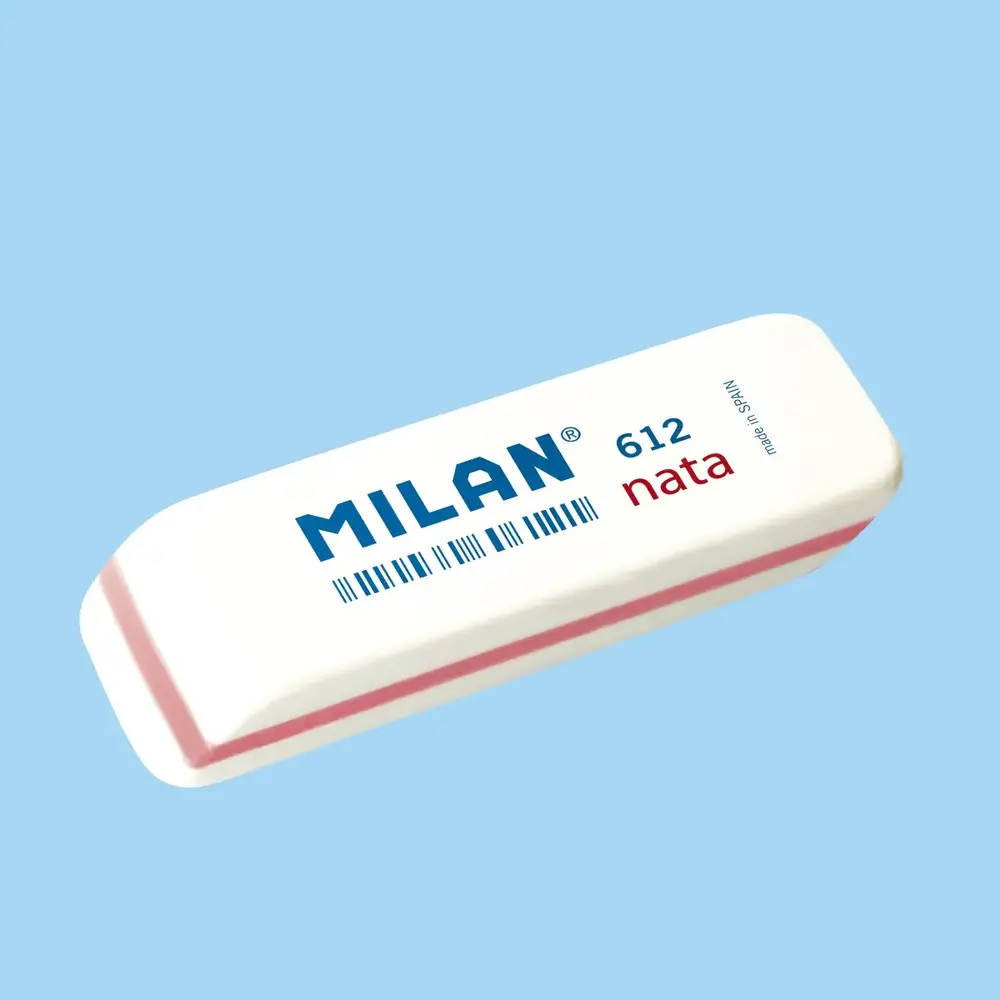Гумка MILAN 612 прямокутна біла з фаскою (12 шт) CPM612. Фото 2