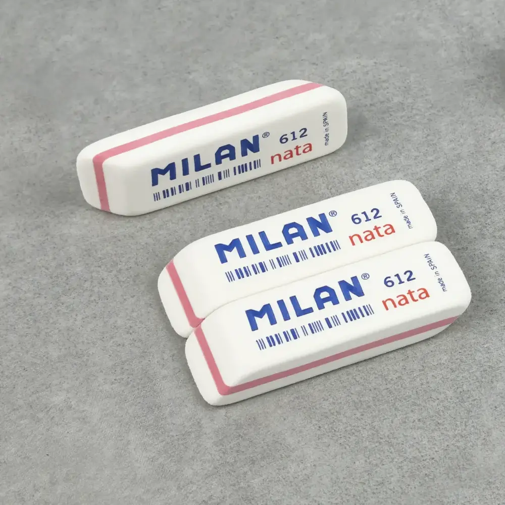 Гумка MILAN 612 прямокутна біла з фаскою (12 шт) CPM612