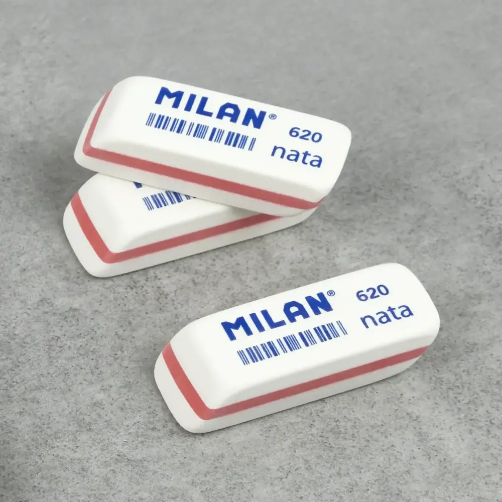 Гумка MILAN 620 прямокутна біла з фаскою (20 шт) CPM620. Фото 2