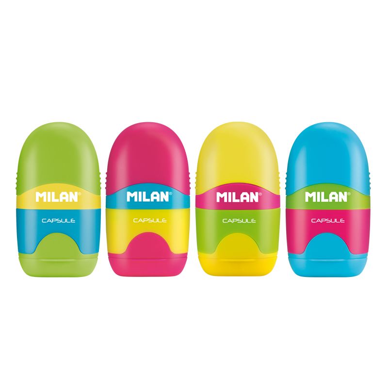 Гумка + стругачка MILAN Capsule мікс (24 шт) 4709624