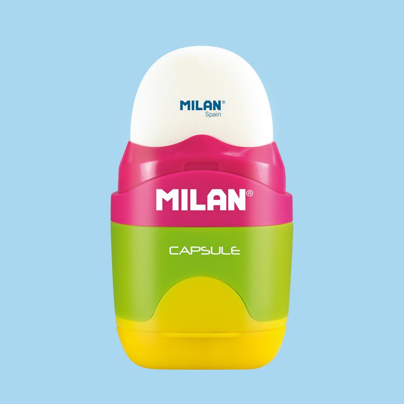 Гумка + стругачка MILAN Capsule мікс (24 шт) 4709624. Фото 2