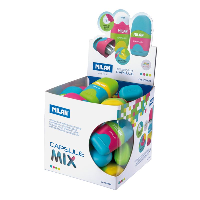 Гумка + стругачка MILAN Capsule мікс (24 шт) 4709624. Фото 3