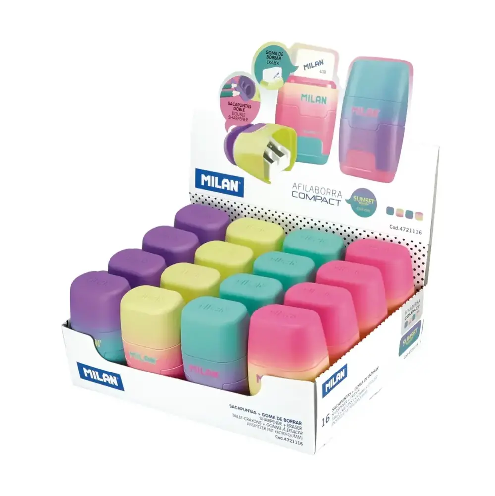 Гумка + стругачка MILAN COMPACT Sunset (16 шт) 4721116