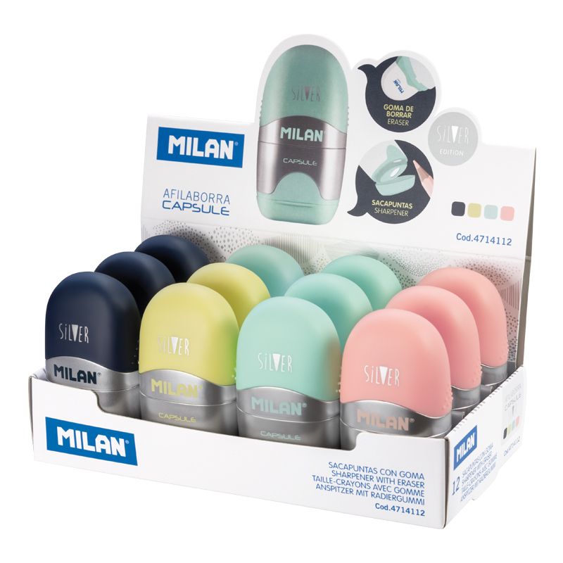 Гумка + стругачка MILAN Silver (12 шт) 4714112 