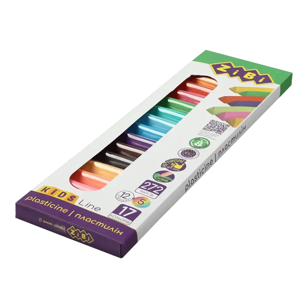 Пластилін ZiBi 17 кольорів 272 г KIDS Line Neon ZB.6228 (12 шт)
