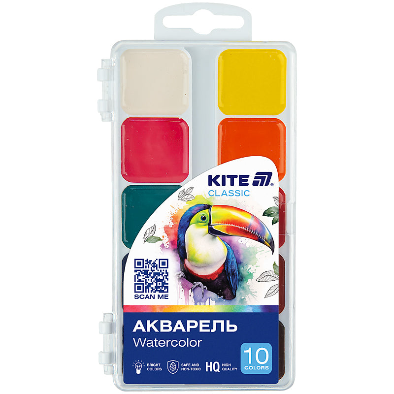 Фарби акварельні Kite Classic 10 кольорів K-060
