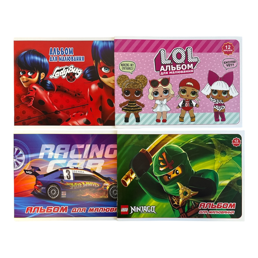Альбом для малювання Polly 12 аркушів, мікс дизайнів 00-00019653