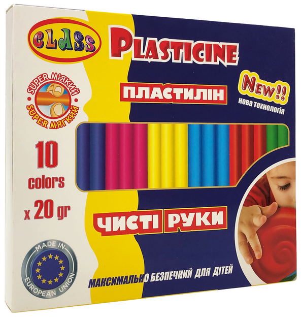 Пластилін Class Чисті руки ECO Maxi 10 кольорів 200 г 7645С