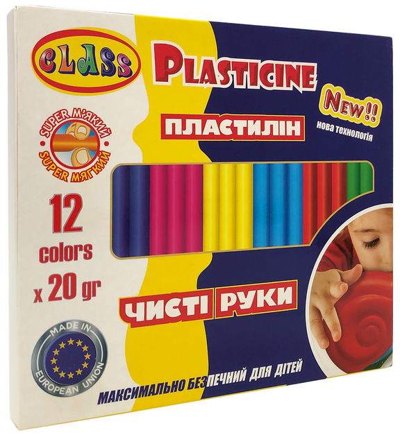 Пластилін Class Чисті руки ECO Maxi 12 кольорів 240 г 7646С