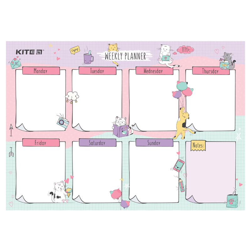 Планер настінний на тиждень Kite Cats А4 K22-471-2