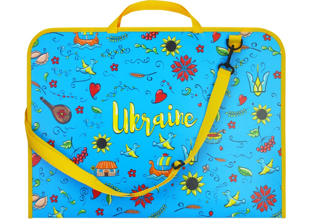 Портфель пластиковий CoolForSchool А3 на блискавці з тканинними ручками Vyshyvanka CF30003-06