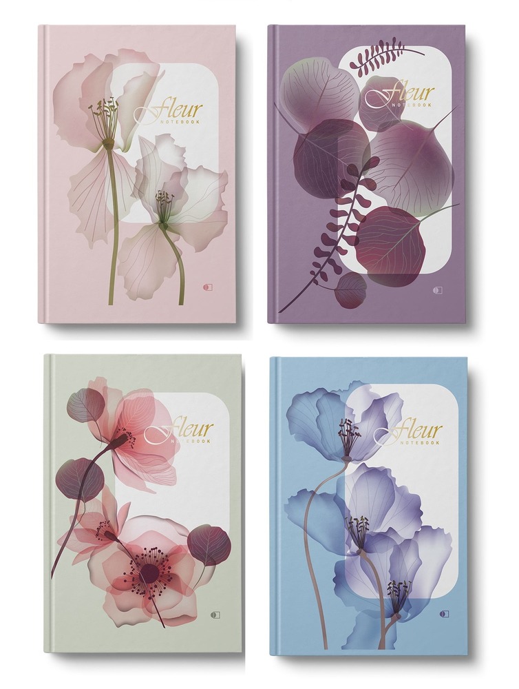 Ділова книга АртПринт Flowers А5 96 аркушів в клітинку асорті дизайни ДК-96-А5#