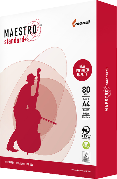 Папір офісний Maestro Standard+ A4 80 г/м² B клас 500 аркушів білий