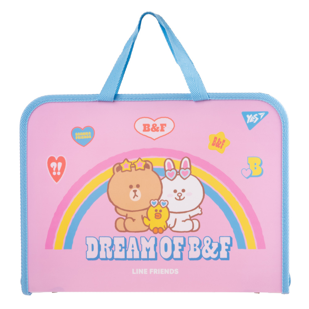 Папка-портфель Yes FC на блискавці з тканинними ручками Line Friends 492171