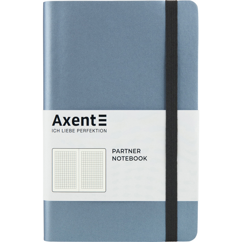 Книга записна Axent Partner Soft 8206-14-A, A5-, 125x195 мм, 96 аркушів, клітинка, гнучка обкладинка, срібно-синя