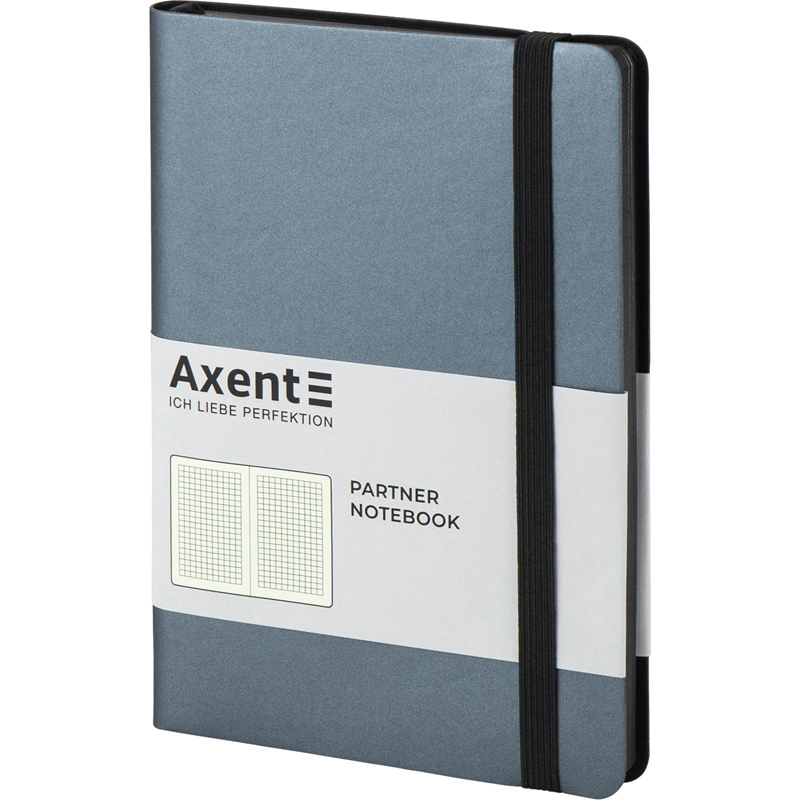 Книга записна Axent Partner Soft 8206-14-A, A5-, 125x195 мм, 96 аркушів, клітинка, гнучка обкладинка, срібно-синя. Фото 2