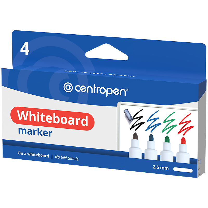 Набір маркерів Centropen Board 2,5 мм круглі, набір 4 шт 8559/4/CB