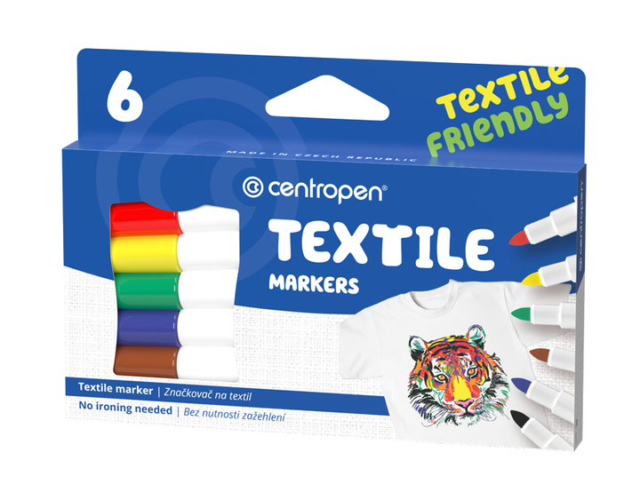 Маркер Centropen Textile 2 мм, набір 6 кольорів  2739.6