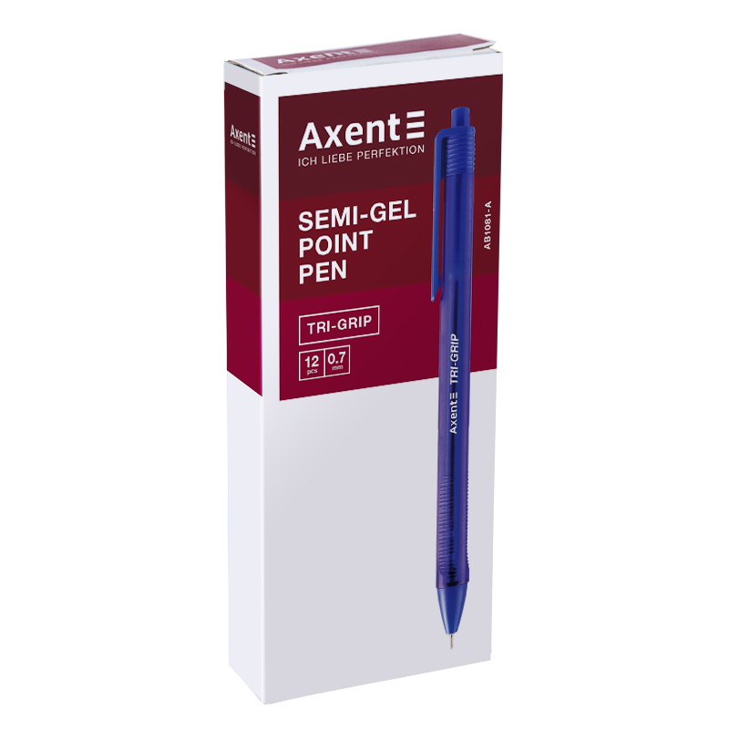 Ручка кулькова автоматична Axent Tri-Grip AB1081-02-A, 0.7 мм, синя. Фото 2