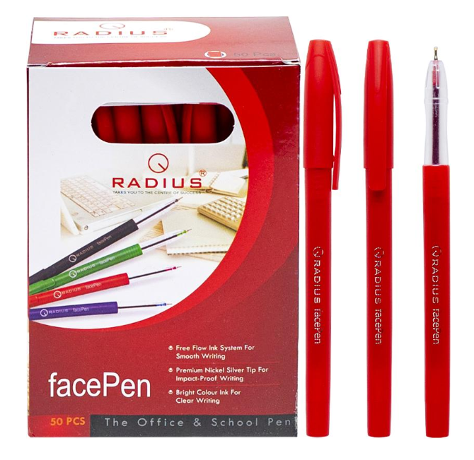 Ручка масляна Radius Face Pen червоний (50 шт)